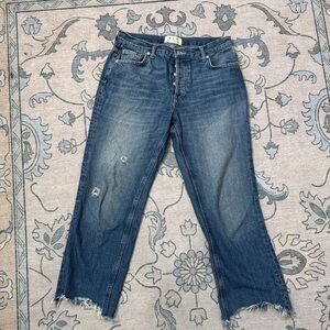 We The Free Distressed Button-Fly Jeans - Blue